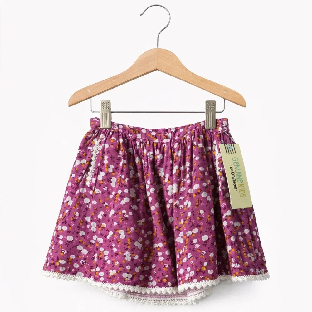 OshKosh B’gosh Purple Floral Skater Skirt Girls 2T NWT Cotton Lace Hem Coastal